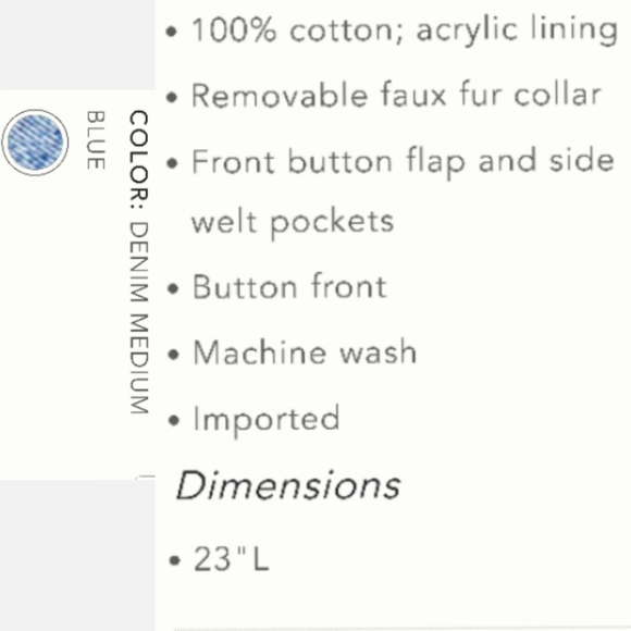 ANTHROPOLOGIE PILCRO FAUX FUR COLLAR DENIM JACKET - Picture 3 of 8